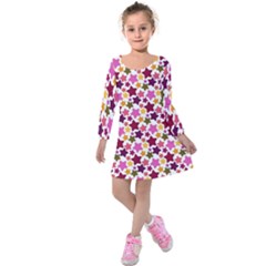 Christmas Star Pattern Kids  Long Sleeve Velvet Dress