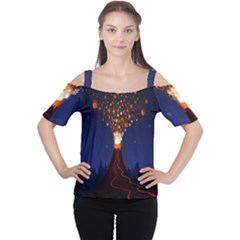 Christmas Volcano Women s Cutout Shoulder Tee