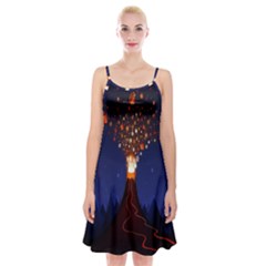 Christmas Volcano Spaghetti Strap Velvet Dress by Nexatart