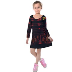 Christmas Advent Gloss Sparkle Kids  Long Sleeve Velvet Dress by Nexatart