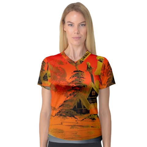 Christmas Bauble Women s V-neck Sport Mesh Tee by Nexatart