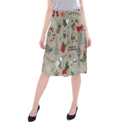 Christmas Xmas Pattern Midi Beach Skirt by Nexatart