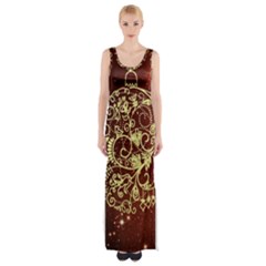 Christmas Bauble Maxi Thigh Split Dress by Nexatart