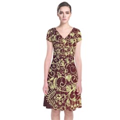 Christmas Bauble Short Sleeve Front Wrap Dress by Nexatart