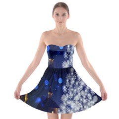 Christmas Card Christmas Atmosphere Strapless Bra Top Dress by Nexatart