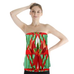 Christmas Gift Wrap Decoration Red Strapless Top