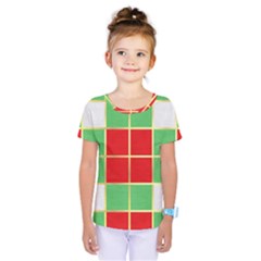 Christmas Fabric Textile Red Green Kids  One Piece Tee