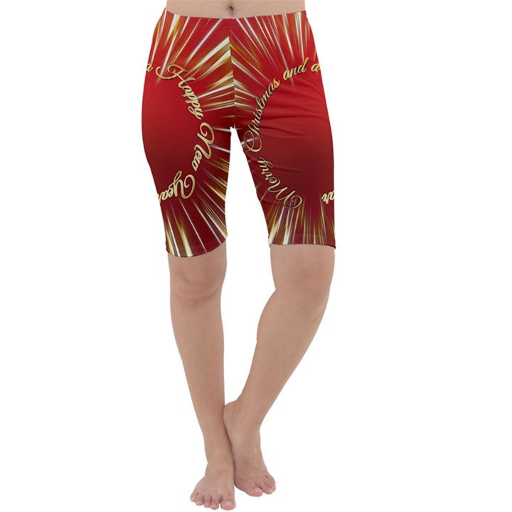 Christmas Greeting Card Star Cropped Leggings 