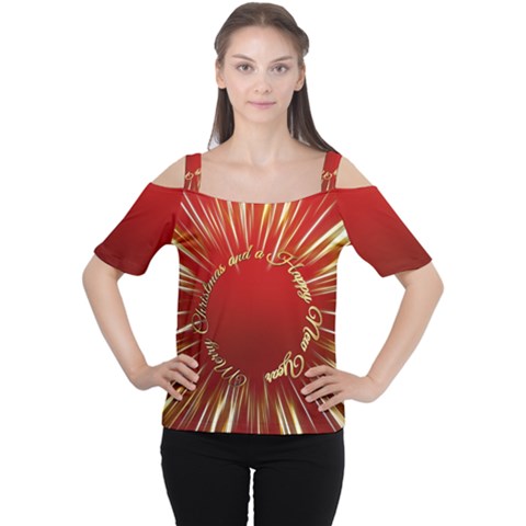 Christmas Greeting Card Star Women s Cutout Shoulder Tee by Nexatart