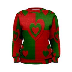 Christmas Fabric Hearts Love Red Women s Sweatshirt