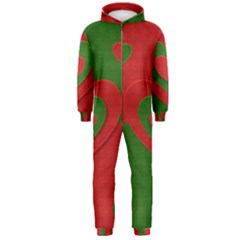 Christmas Fabric Hearts Love Red Hooded Jumpsuit (men) 