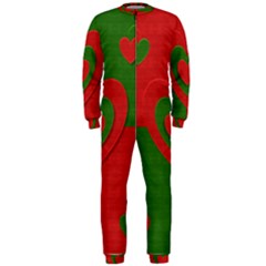 Christmas Fabric Hearts Love Red Onepiece Jumpsuit (men)  by Nexatart