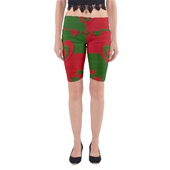 Christmas Fabric Hearts Love Red Yoga Cropped Leggings by Nexatart