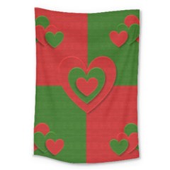 Christmas Fabric Hearts Love Red Large Tapestry