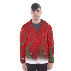 Christmas Modern Day Snow Star Red Hooded Wind Breaker (men) by Nexatart