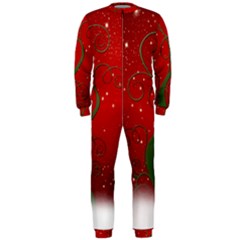 Christmas Modern Day Snow Star Red Onepiece Jumpsuit (men)  by Nexatart