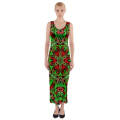 Christmas Kaleidoscope Pattern Fitted Maxi Dress by Nexatart