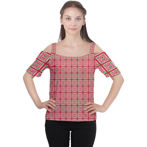 Christmas Paper Wrapping Pattern Women s Cutout Shoulder Tee by Nexatart