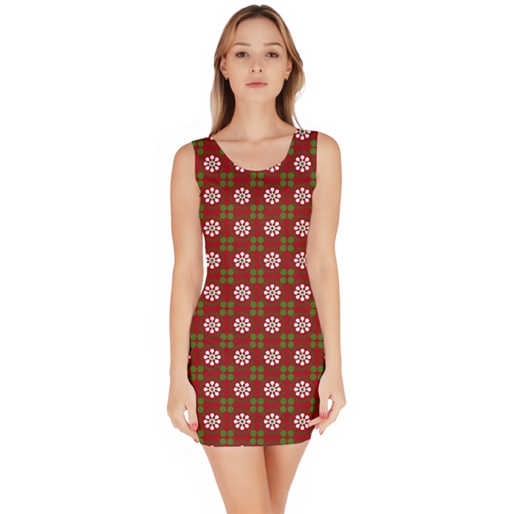 Christmas Paper Wrapping Pattern Sleeveless Bodycon Dress