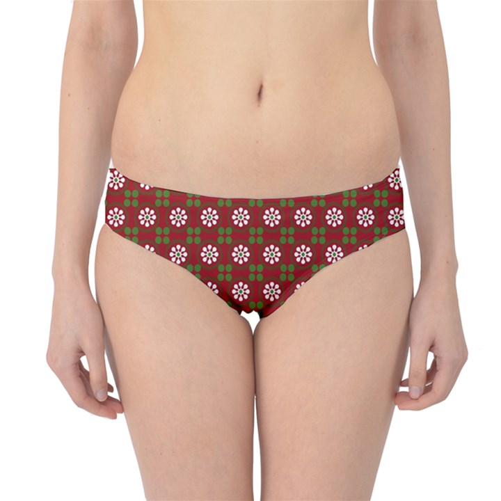 Christmas Paper Wrapping Pattern Hipster Bikini Bottoms