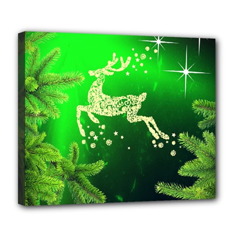 Christmas Reindeer Happy Decoration Deluxe Canvas 24  x 20  