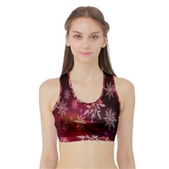 Christmas Snowflake Ice Crystal Sports Bra With Border by Nexatart