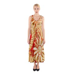 Christmas Straw Xmas Gold Sleeveless Maxi Dress by Nexatart