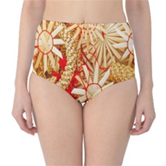 Christmas Straw Xmas Gold High-waist Bikini Bottoms by Nexatart