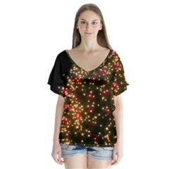 Christmas Tree Flutter Sleeve Top