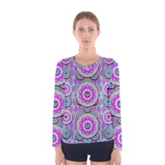 Magic Flowers From  The Paradise Of Lotus Women s Long Sleeve Tee