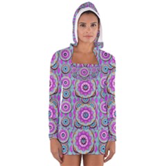 Magic Flowers From  The Paradise Of Lotus Women s Long Sleeve Hooded T-shirt by pepitasart