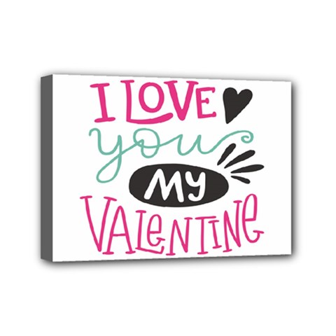 I Love You My Valentine (white) Our Two Hearts Pattern (white) Mini Canvas 7  X 5  by FashionFling