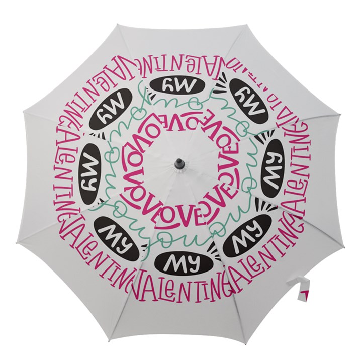 I Love You My Valentine (white) Our Two Hearts Pattern (white) Hook Handle Umbrellas (Large)