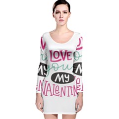 I Love You My Valentine (white) Our Two Hearts Pattern (white) Long Sleeve Velvet Bodycon Dress