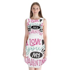 I Love You My Valentine (white) Our Two Hearts Pattern (white) Sleeveless Chiffon Dress  