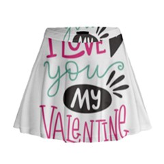 I Love You My Valentine (white) Our Two Hearts Pattern (white) Mini Flare Skirt by FashionFling