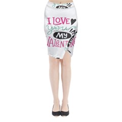 I Love You My Valentine (white) Our Two Hearts Pattern (white) Midi Wrap Pencil Skirt by FashionFling