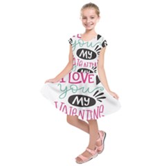 I Love You My Valentine (white) Our Two Hearts Pattern (white) Kids  Short Sleeve Dress