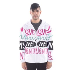 I Love You My Valentine (white) Our Two Hearts Pattern (white) Hooded Wind Breaker (men)