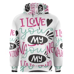 I Love You My Valentine (white) Our Two Hearts Pattern (white) Men s Pullover Hoodie by FashionFling