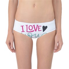 I Love You My Valentine (white) Our Two Hearts Pattern (white) Classic Bikini Bottoms by FashionFling