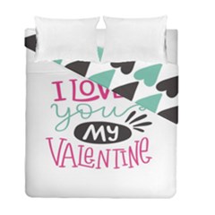 I Love You My Valentine (white) Our Two Hearts Pattern (white) Duvet Cover Double Side (full/ Double Size) by FashionFling