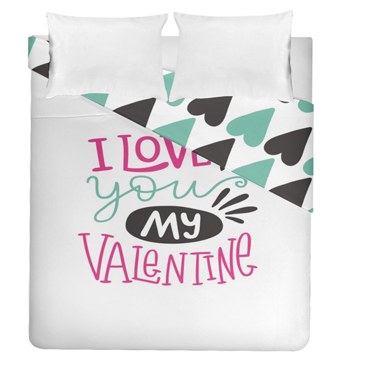 I Love You My Valentine (white) Our Two Hearts Pattern (white) Duvet Cover Double Side (Queen Size)