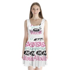 I Love You My Valentine (white) Our Two Hearts Pattern (white) Split Back Mini Dress 