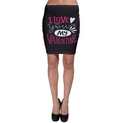  I Love You My Valentine / Our Two Hearts Pattern (black) Bodycon Skirt by FashionFling