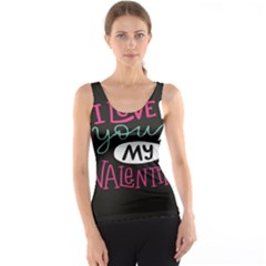  I Love You My Valentine / Our Two Hearts Pattern (black) Tank Top