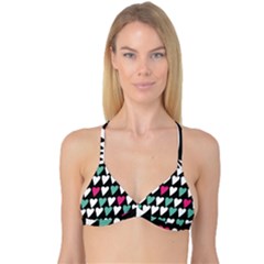  I Love You My Valentine / Our Two Hearts Pattern (black) Reversible Tri Bikini Top by FashionFling