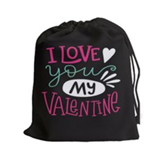  I Love You My Valentine / Our Two Hearts Pattern (black) Drawstring Pouches (xxl) by FashionFling