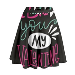  I Love You My Valentine / Our Two Hearts Pattern (black) High Waist Skirt