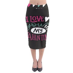  I Love You My Valentine / Our Two Hearts Pattern (black) Midi Pencil Skirt by FashionFling